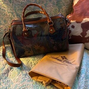 Patricia Nash Floral Leather Satchel with dust bag